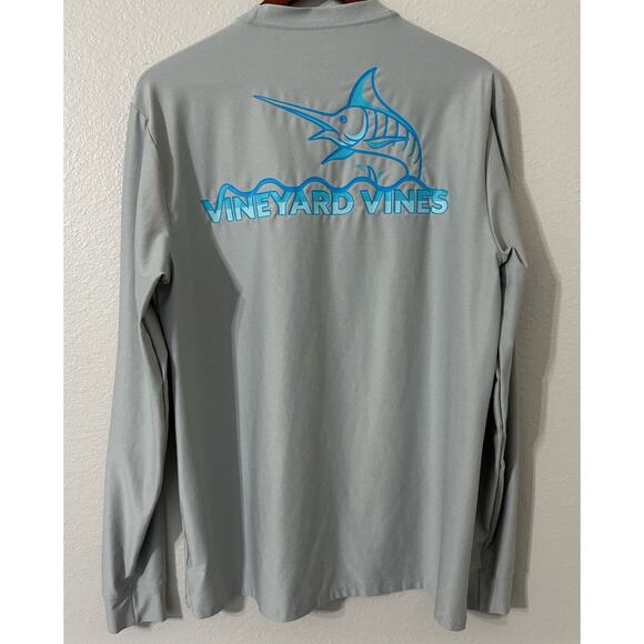Vineyard‎ Vines Performance Gray Long Sleeve Swordfish Shirt Size Medium - Picture 6 of 7